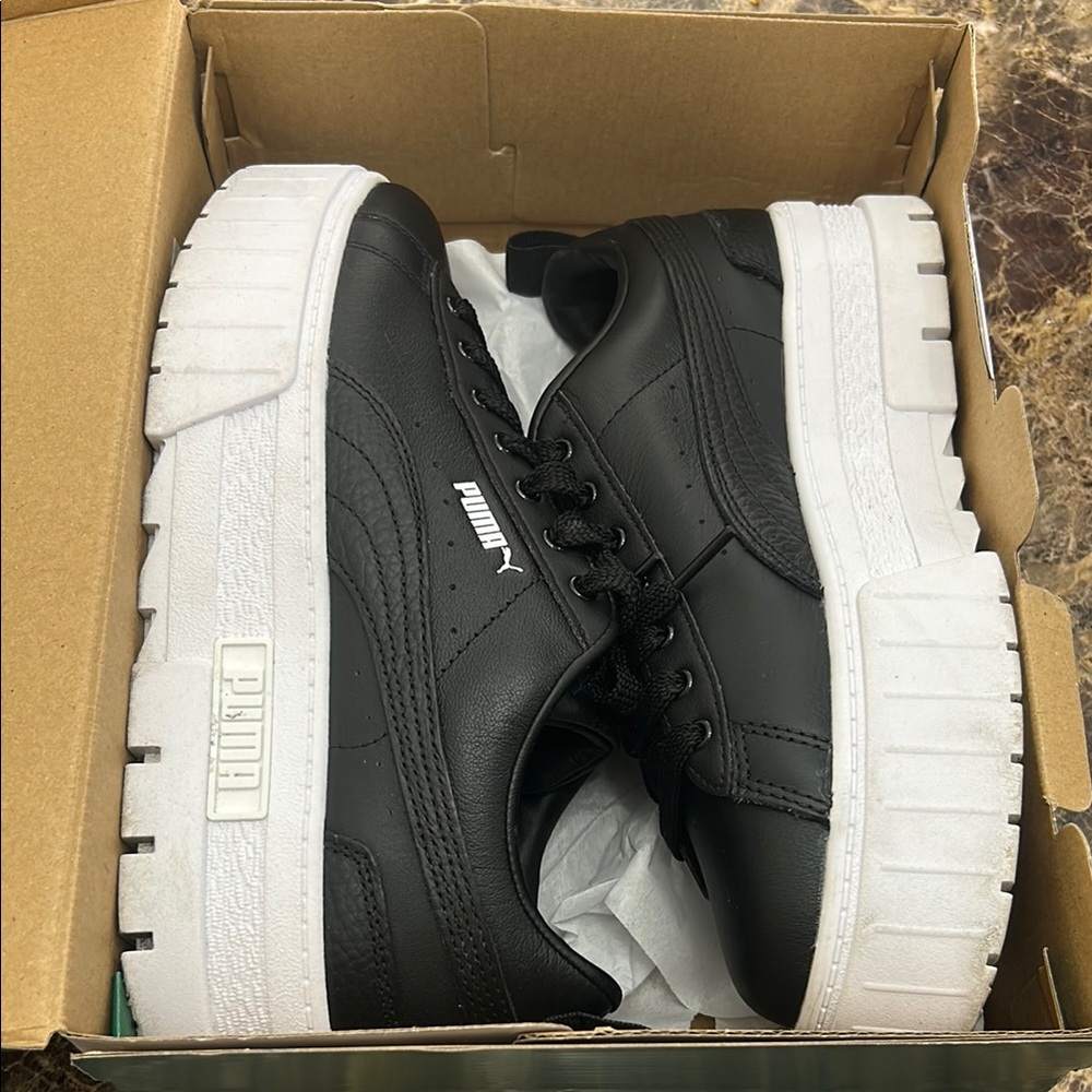 Puma Black and White Platform Sneakers
